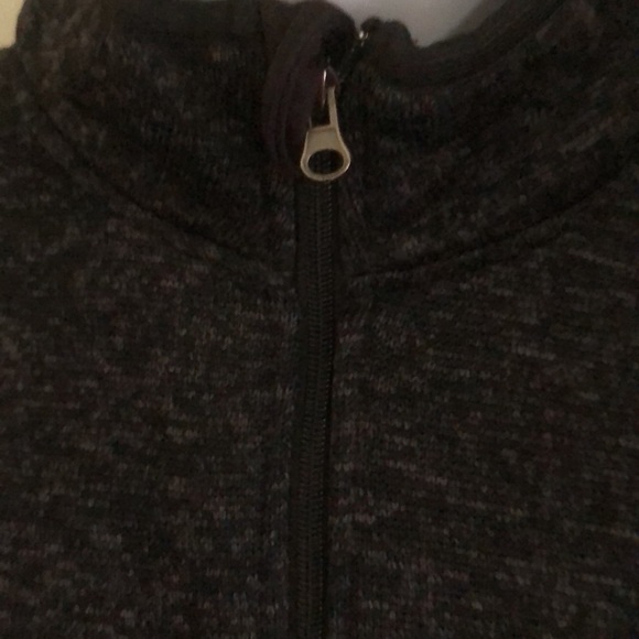 Blackish Gray Zip Up Fleece Sweater With Arm Zipper - Picture 4 of 4